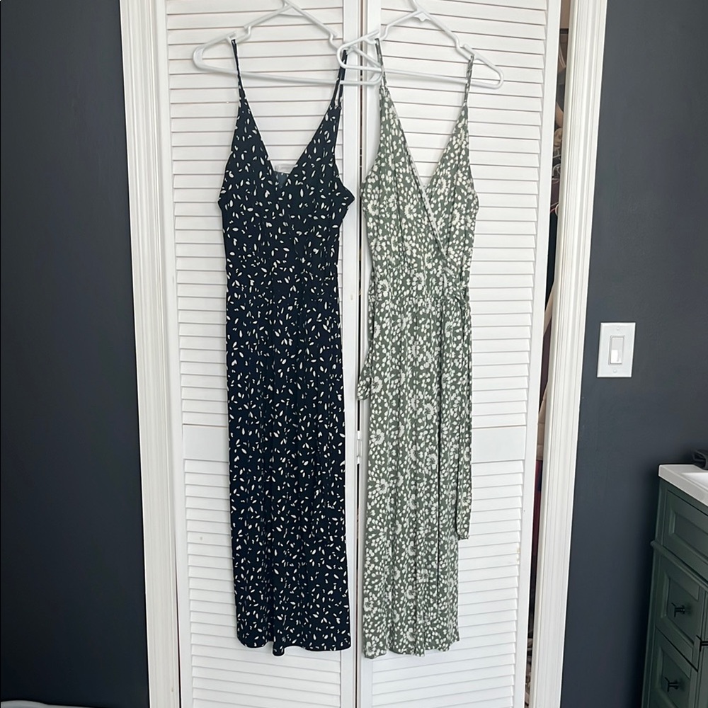 Elegant Spaghetti Strap Maxi Romper - Navy and Green